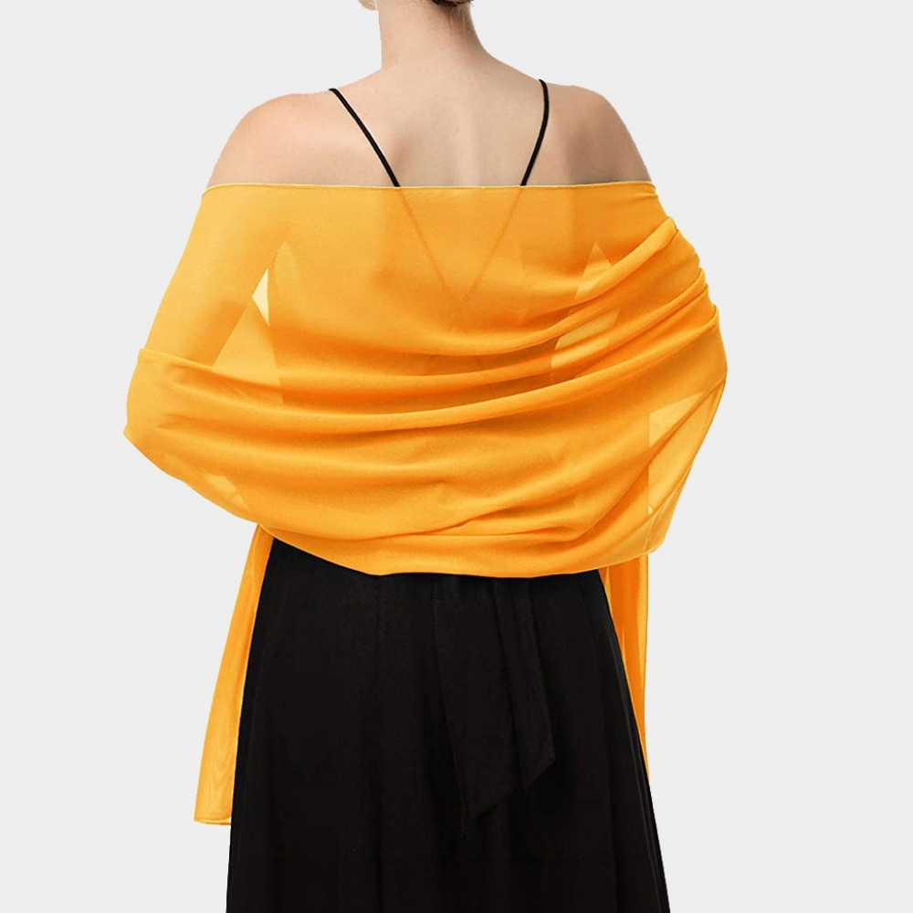 Gold Chiffon Scarf 68 Inches Long Style Shawl Plain Simple Casual